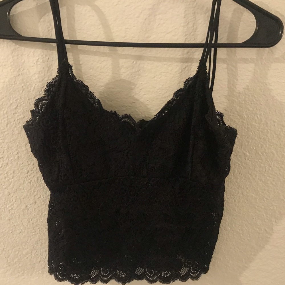 New Mix black lace crop top